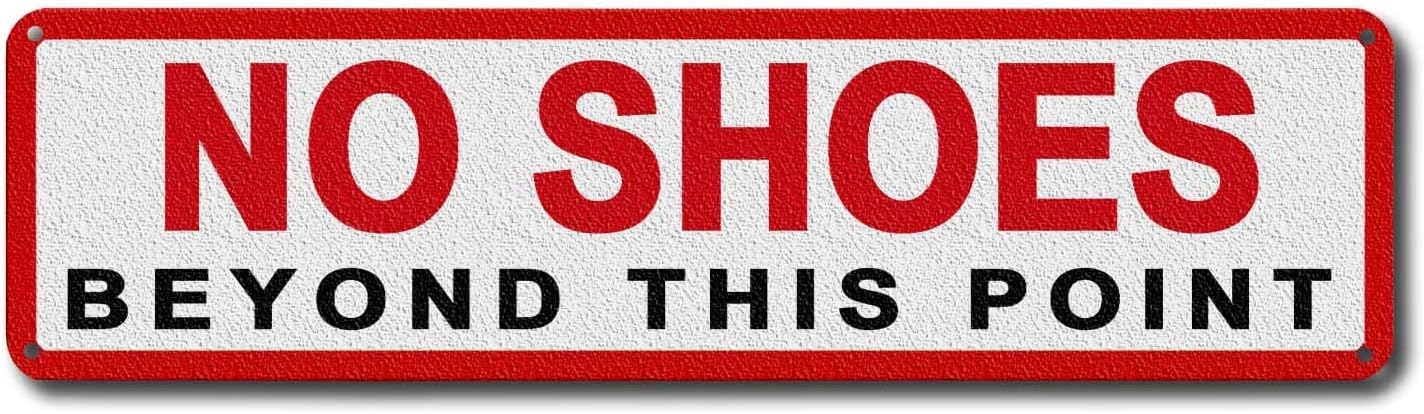 No Shoes Beyond This Point Sign Warning Sign No Shoes Beyond This Point Novelty Zone Sign Wall Decor For Farm Yard Front Door Indoor Outdoor Street Sign Rustic Road Sign 40x10 Cm