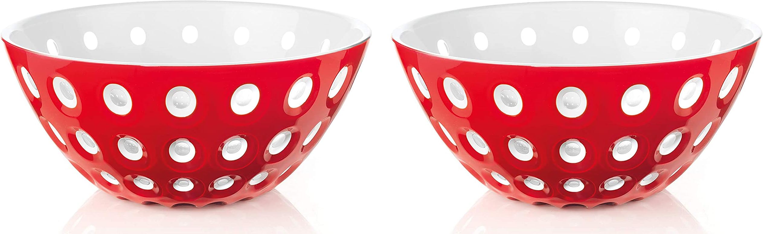 2 Pack Guzzini Le Murrine Bowl, 9-3/4-Inches, Red, White, Transparent BPA Free Italy