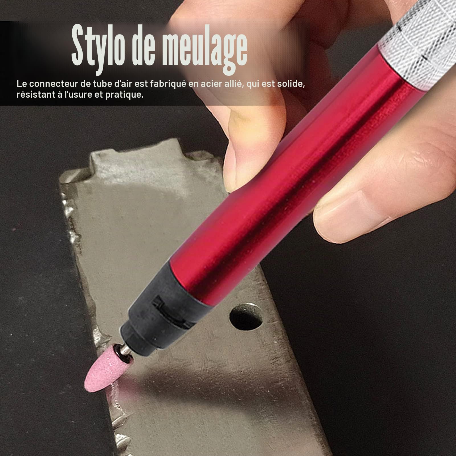 Stylo Micro Meuleuse Pneumatique 65000 tr/min Compact Polissage Gravure Détail Précision avec Clés, Buse, Huileur et Mandrin