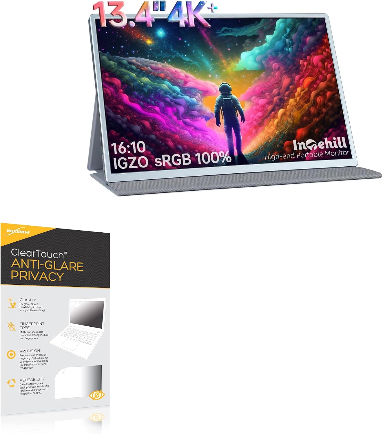 BoxWave Screen Protector Compatible with Intehill 4K Portable Monitor QUXGA Wide (13.4 in) - ClearTouch Anti-Glare Privacy (2-Pack), Privacy Screen Protector Flexible Film Anti-Glare
