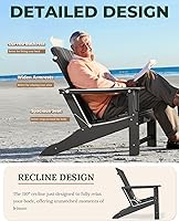 Vista 5 de BRIOPAWS Adirondack - Juego de 2 sillas para hoguera, de gran tamaño, plástico HDPE, resistente a la intemperie, para terraza, exterior, piscina