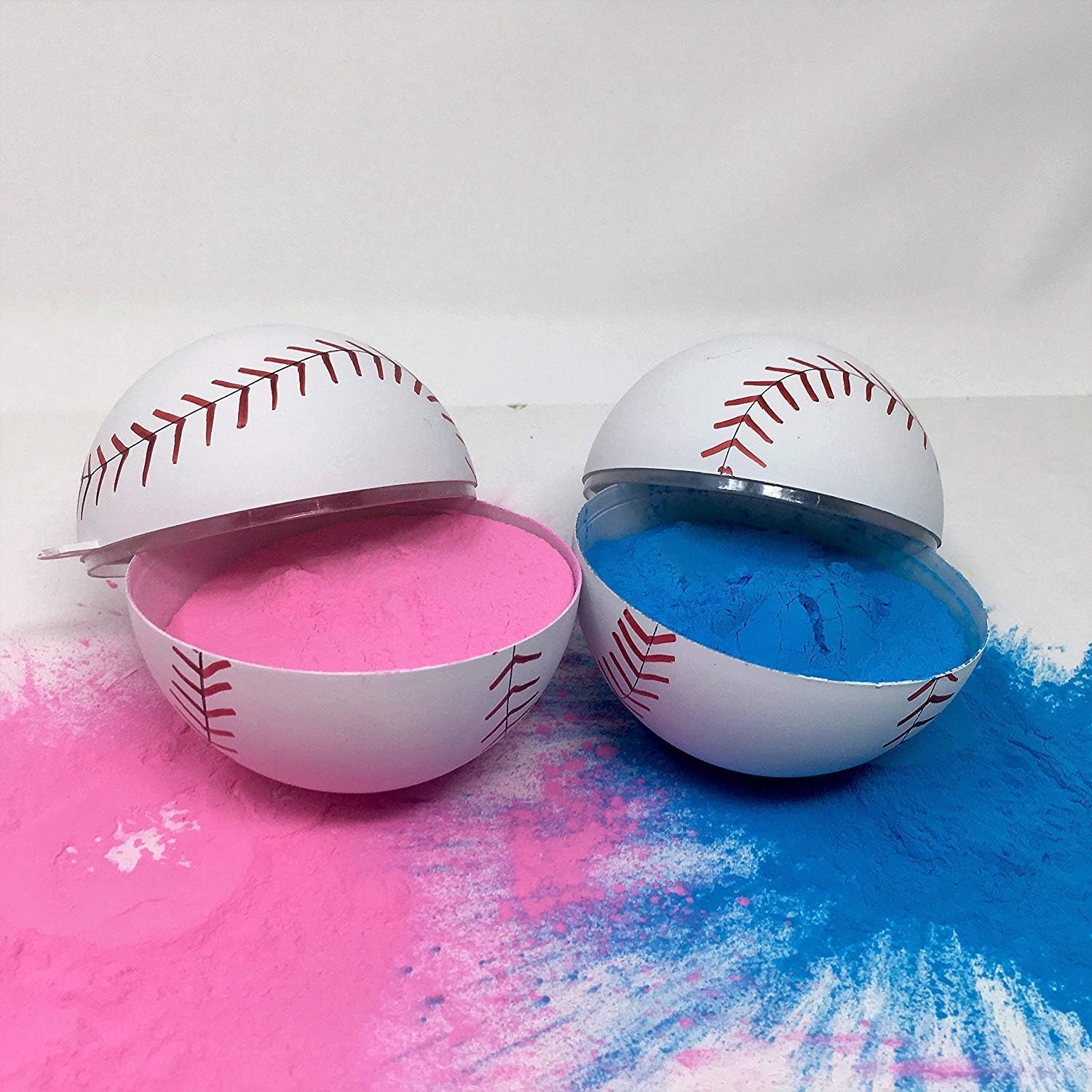 Gender Reveal Baseballs (1 Pink and 1 Blue) for Reveal Party, Baby Announcement, Boy or Girl, Packed with Powder