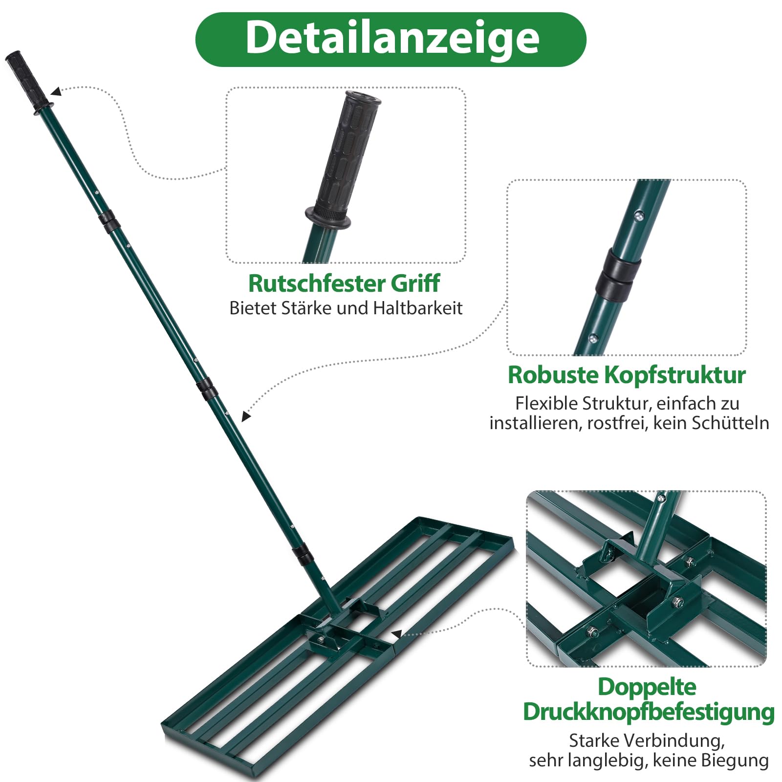 Signstek Rasenrakel Lawn Leveling Rake Edelstahl Stiel Rasen Sanden