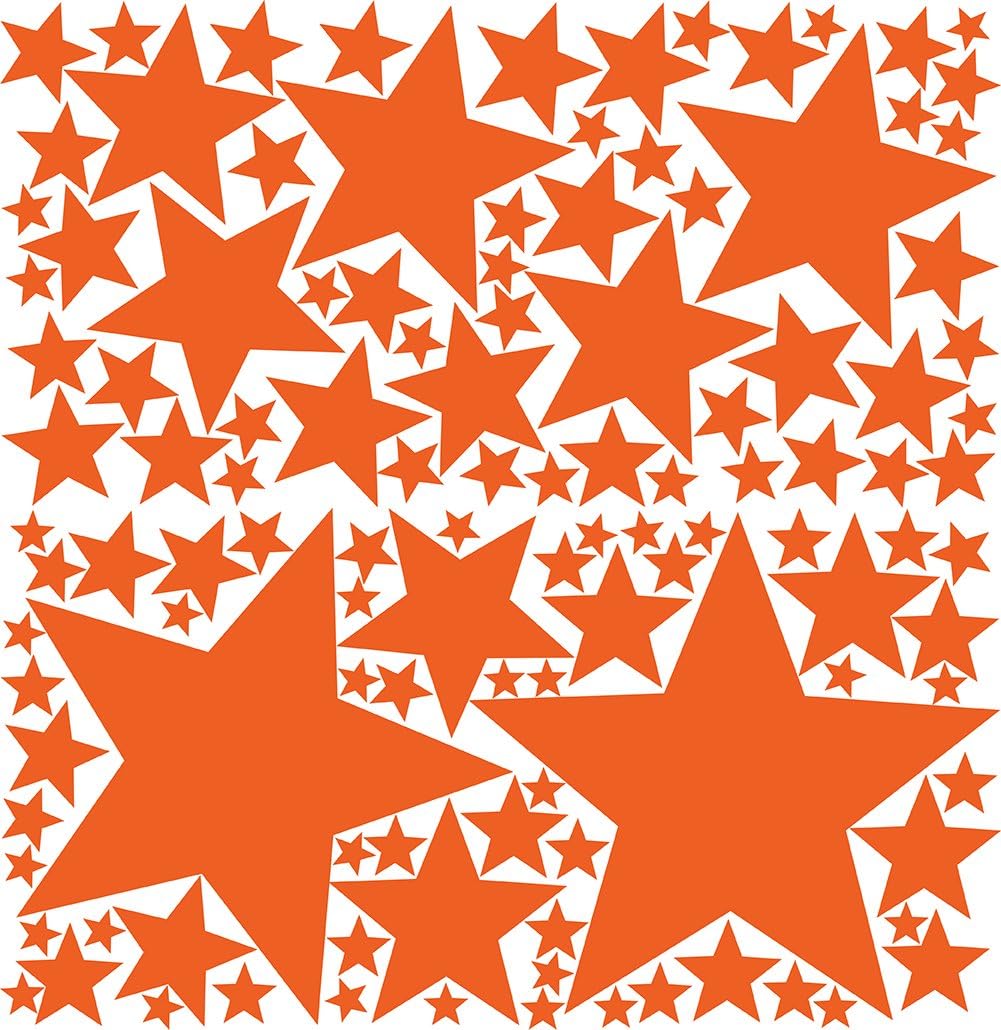 119 Peel & Stick Removable Wall Decals Stars, Tangerine