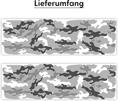 Finest Folia Set of 2 Camouflage Car Stickers Matt - Self-Adhesive Stickers for Car Motorcycle Motorhome Van - Waterproof UV Resistant - Tuning Film Side Sticker Decor RX048 (05 Grey)
