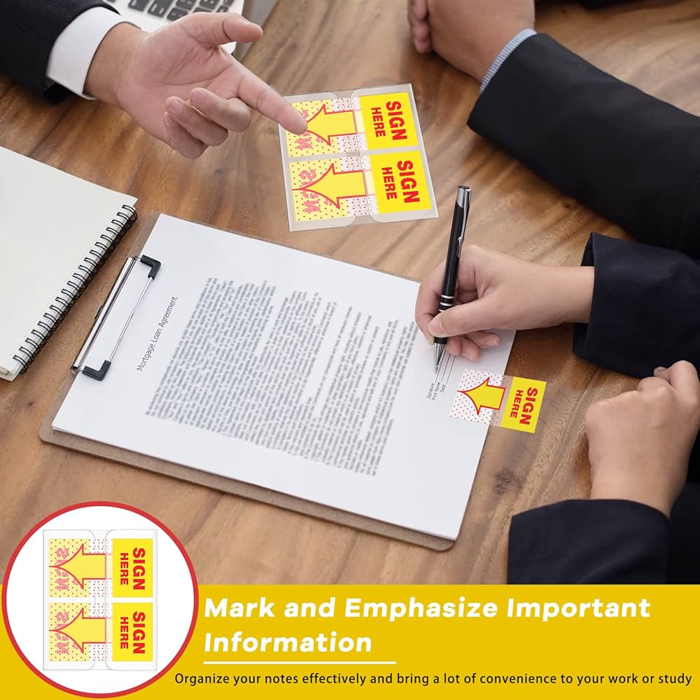 Amazon.com : Jutom 25 Pack/ 1250 Pcs Sign Here Tabs 1 Inch