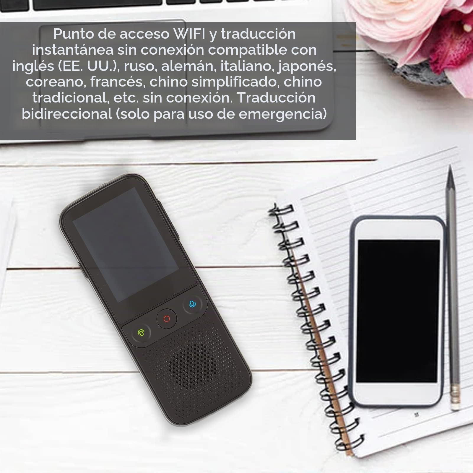 Dispositivo de Traducción de Idiomas, T10 Pro 137 Idiomas Traductor de Voz en Tiempo Real Traductor Inteligente Bidireccional para Viajes WiFi Y Traducción sin Conexión(Negro)