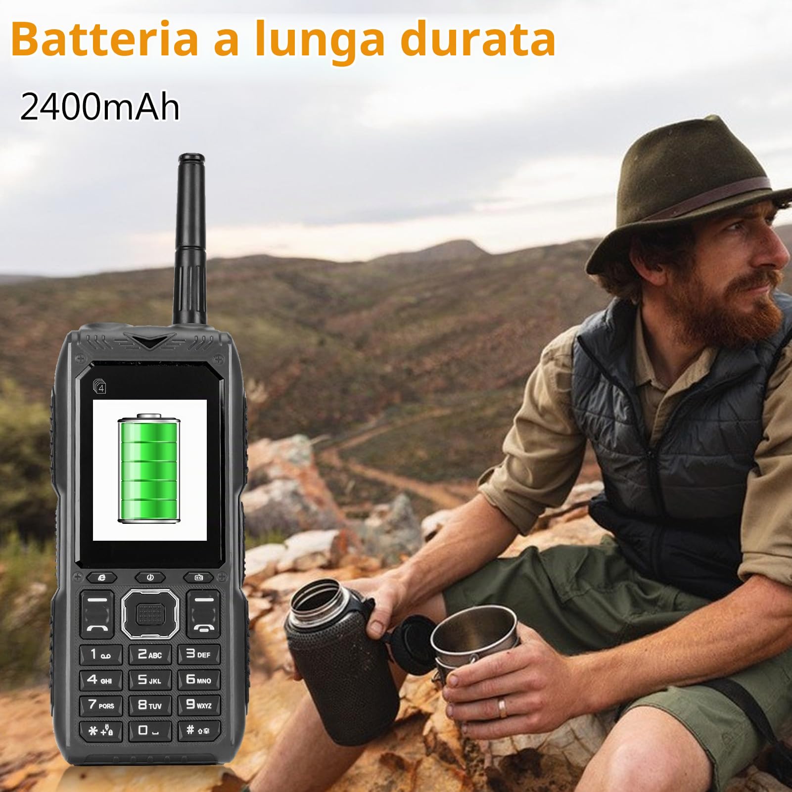 Telefono Cellulare 4G a Bottone Grande, Voce Forte, Schermo HD, Batteria di Grande capacità, Antenna Multifunzione, Staccabile, Funzione Power Bank, Funzione SOS (BLACK)