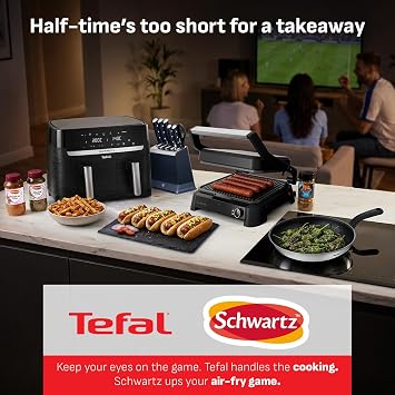 Tefal Easy Fry Dual Zone 8.3L Air Fryer, 8 Programs, Black & Metal