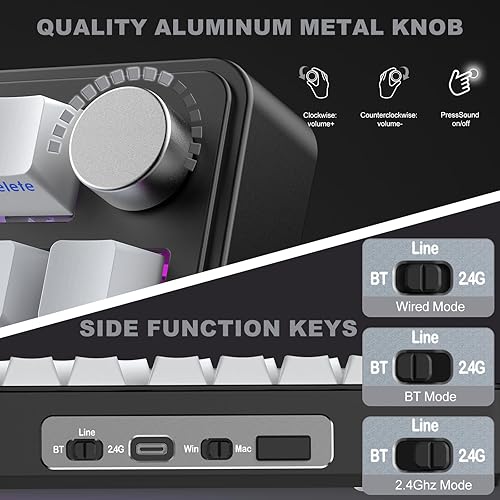 Miniatura 3 de CC MALL Teclado mecánico M75, 75% de juntas intercambiables en caliente, retroiluminación RGB, teclas PBT impresas laterales, teclados