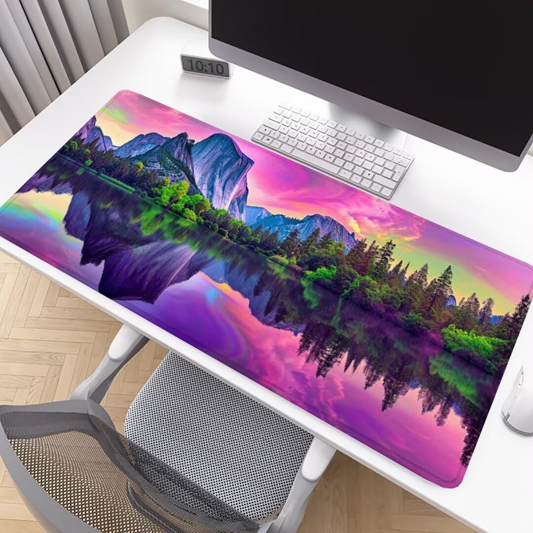 Tapis de Souris de Jeu Violet Tapis de Souris XXl 1600x800x3mm Blanc Tapis Souris Gaming Grand, Avec Bords Surpiqués et Base en Caoutchouc AntidéRapant Surface, AméLiore La PréCision et La Vitesse D85