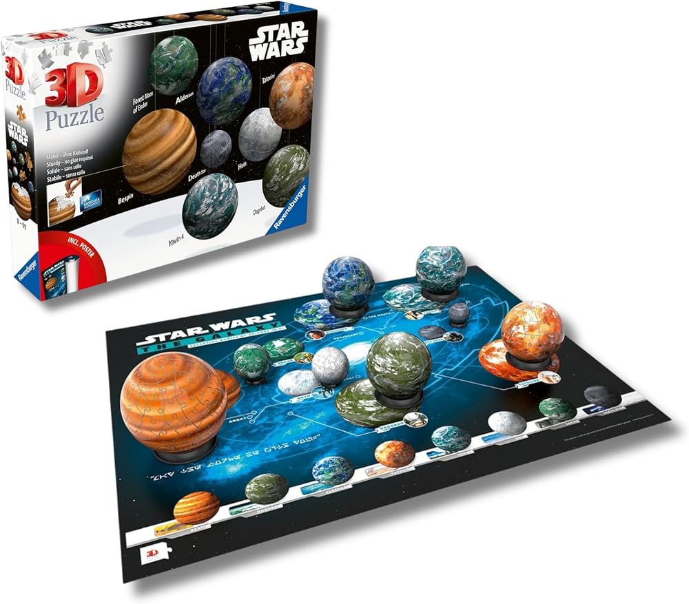 Ravensburger — puzzle 3D pianeta galassia Star Wars, 531 pezzi, da esporre