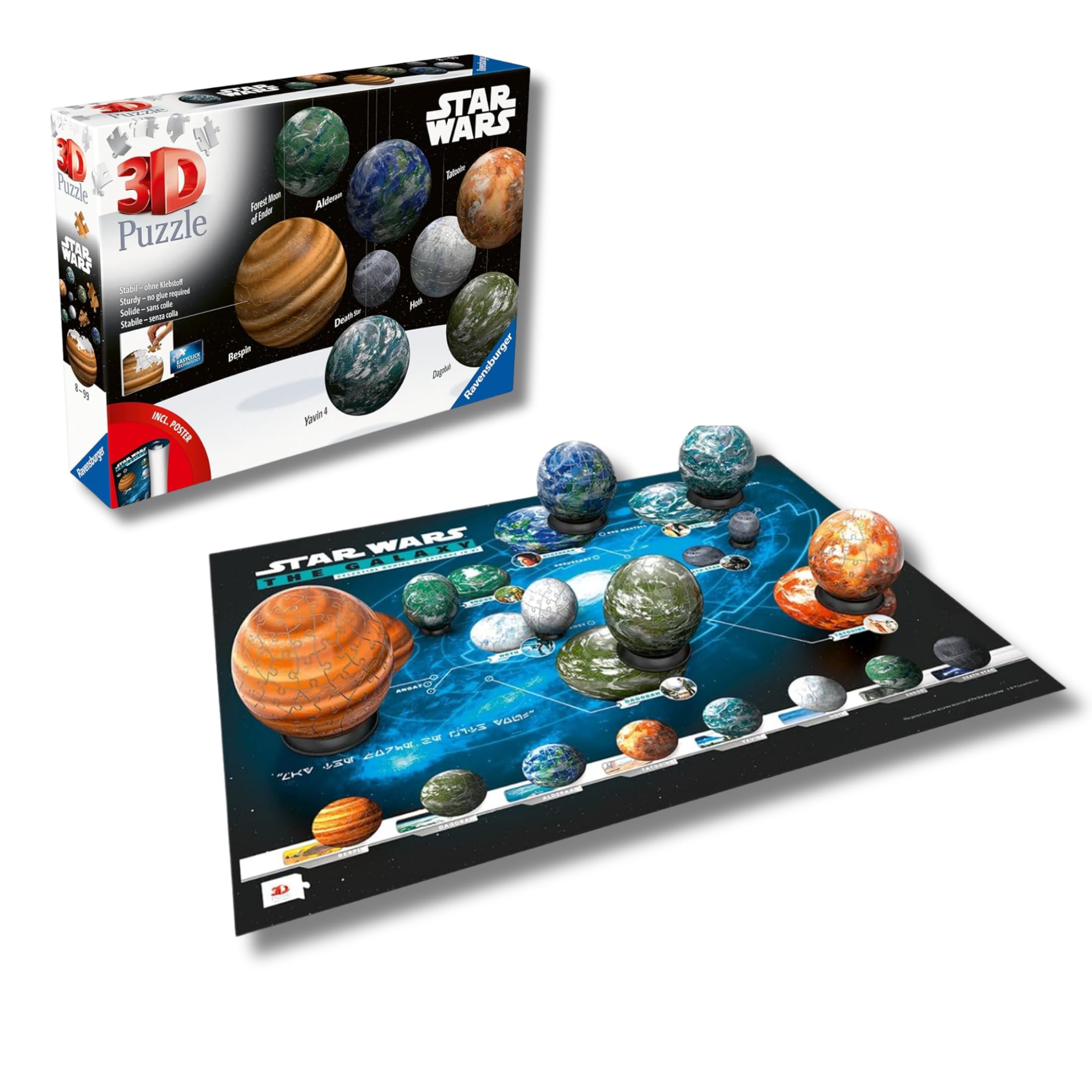Ravensburger - Puzzle 3D Pianeti Galassia Star Wars 531 pezzi, bambini 8+ anni