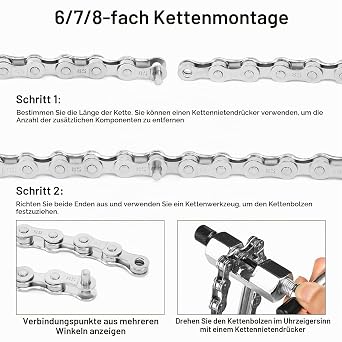 Bicycle Chain 6/7/8 Speed Bicycle Chain Tool with Chain Lock Pliers Chain Breaker and 3 Pairs Chain Lock Bicycle Chains for Mountain Bike (1/2 x 3/32 Inch 116 Links)