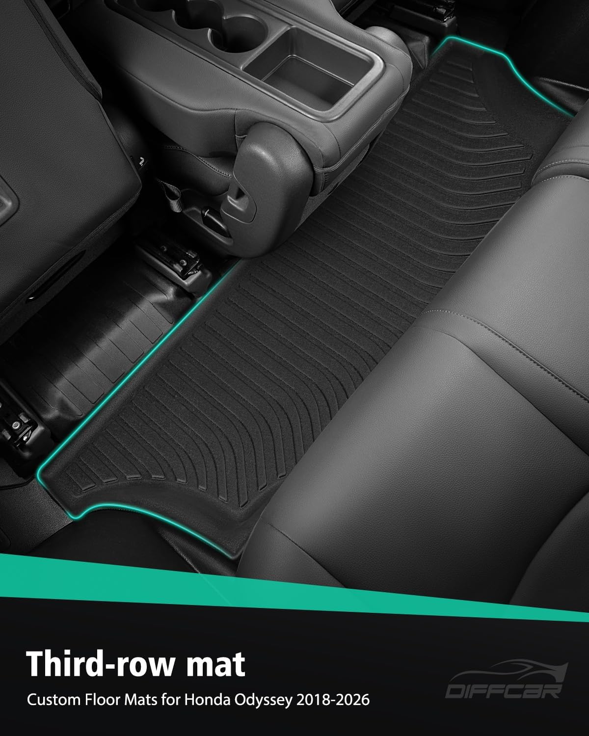 Car Floor Mats for Honda Odyssey: 2018-2026 Cargo Liner, Mini Passenger Van Accessories, All Weather 1st 2nd 3rd Row Rubber Floor Trunk Carpet for Odyssey 2018 2019 2020 2021 2022 2023 2024 2025 2026 - Image 6