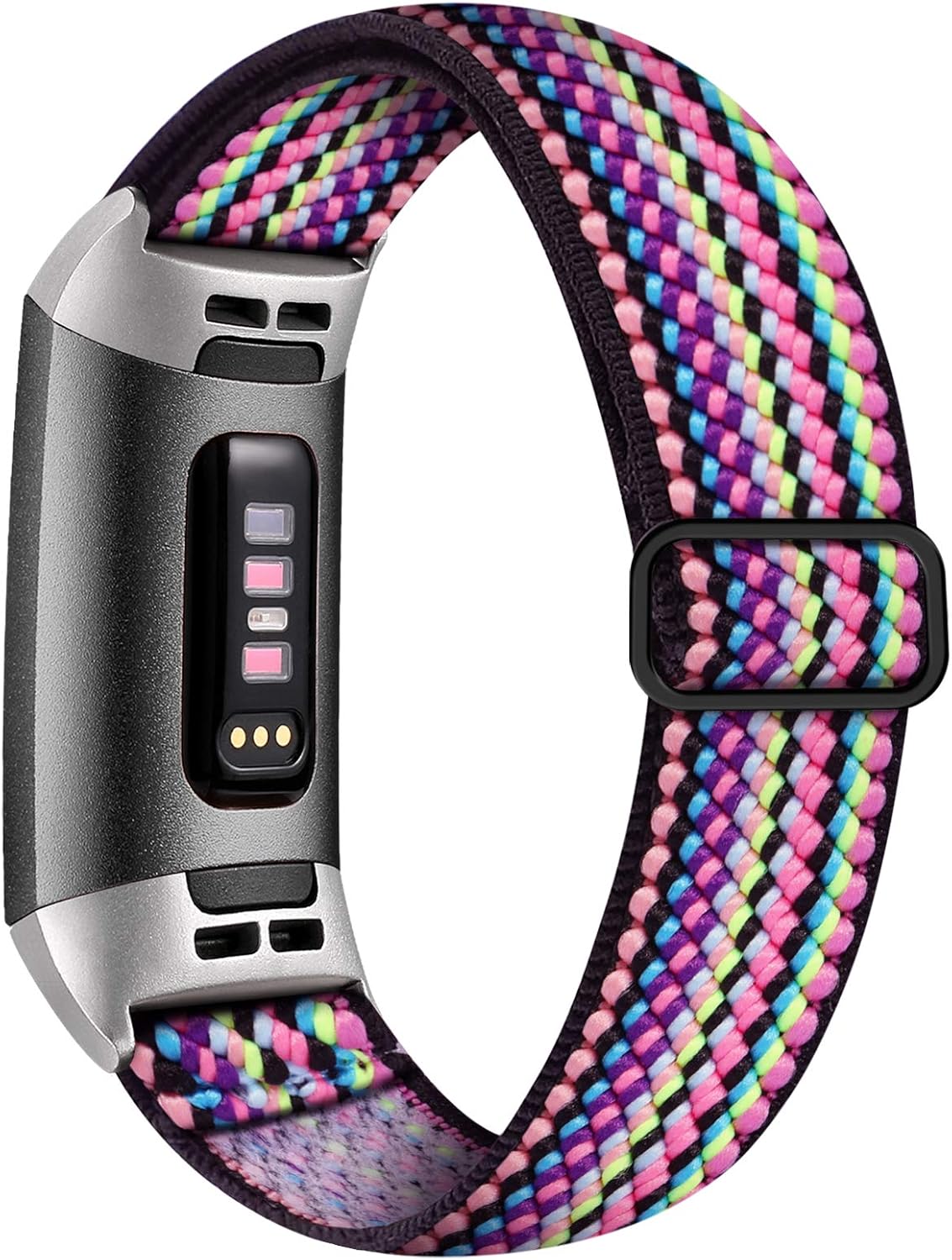 Witzon Compatible with Fitbit Charge 3 / Charge 4 Bands for Women Men, Fabric Nylon Adjustable Breathable Replacement Wristbands Elastic Sport Band for Charge 3 / Charge 4 / 3SE / 4SE, Colorful Rope