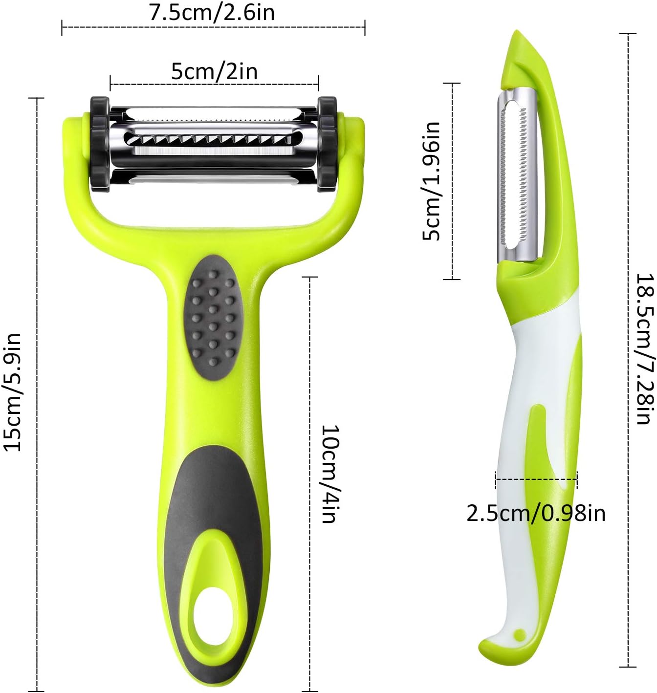 Mudder 3 Pieces Multi-Function 3-in-1 Vegetable Peeler Rotary 3-in-1 Peeler Serrated Fruit Peeler Straight Peeler Julienne Peeler Stainless Steel Vertical Peeler for Fruit Slicer Kitchen Tool