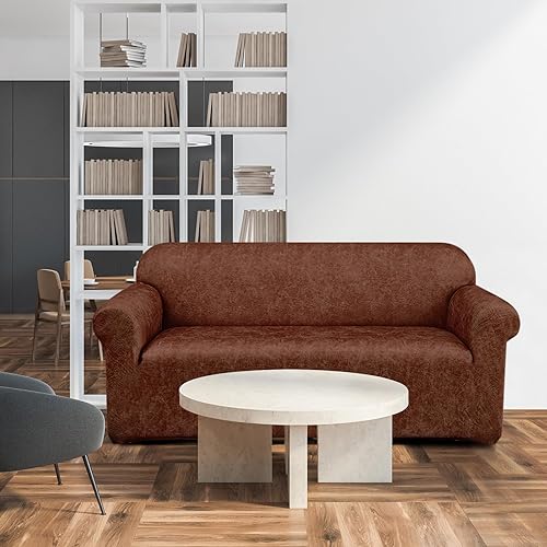 Miniatura 7 de Peryiter Juego de 2 fundas de sofá de dos plazas para sala de estar, protector de muebles para sofá, sillón, ajuste elástico, a prueba de arrugas