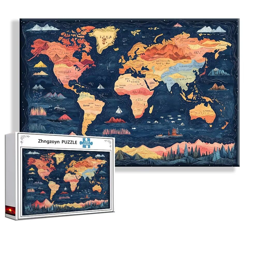 4000 Piece Jigsaw Puzzles for Adults World Map Landscape Jigsaw Puzzle Large 140 x 87 cm, Educational Mastermind Game for Adults Women Men, 2025 Family Difficult Challenge, Gift Box Packaging A-3