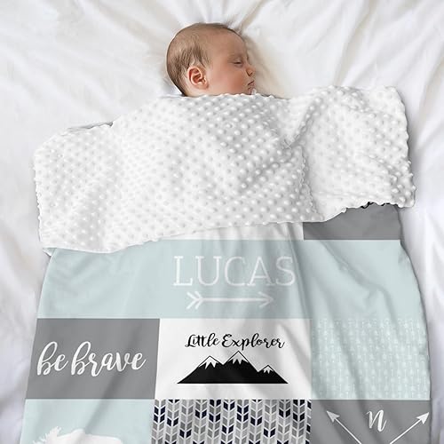 Miniatura 8 de Woodland - Manta de bebé personalizada, mantas de bebé personalizadas para niñas, mantas de bebé personalizadas para niños Minky con doble capa de