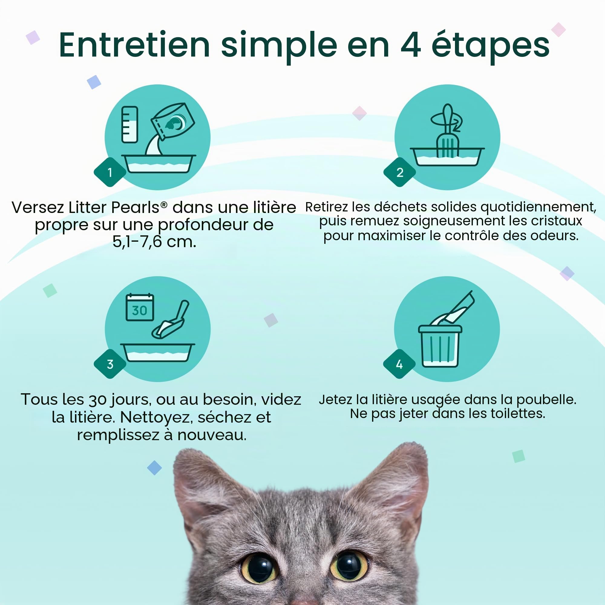 Litter Pearls Micro Fresh 10609 Litière pour Chat en Cristal Non agglomérante avec odorbond, 3,2 kg, Cristaux Blancs, Transparents et Bleus
