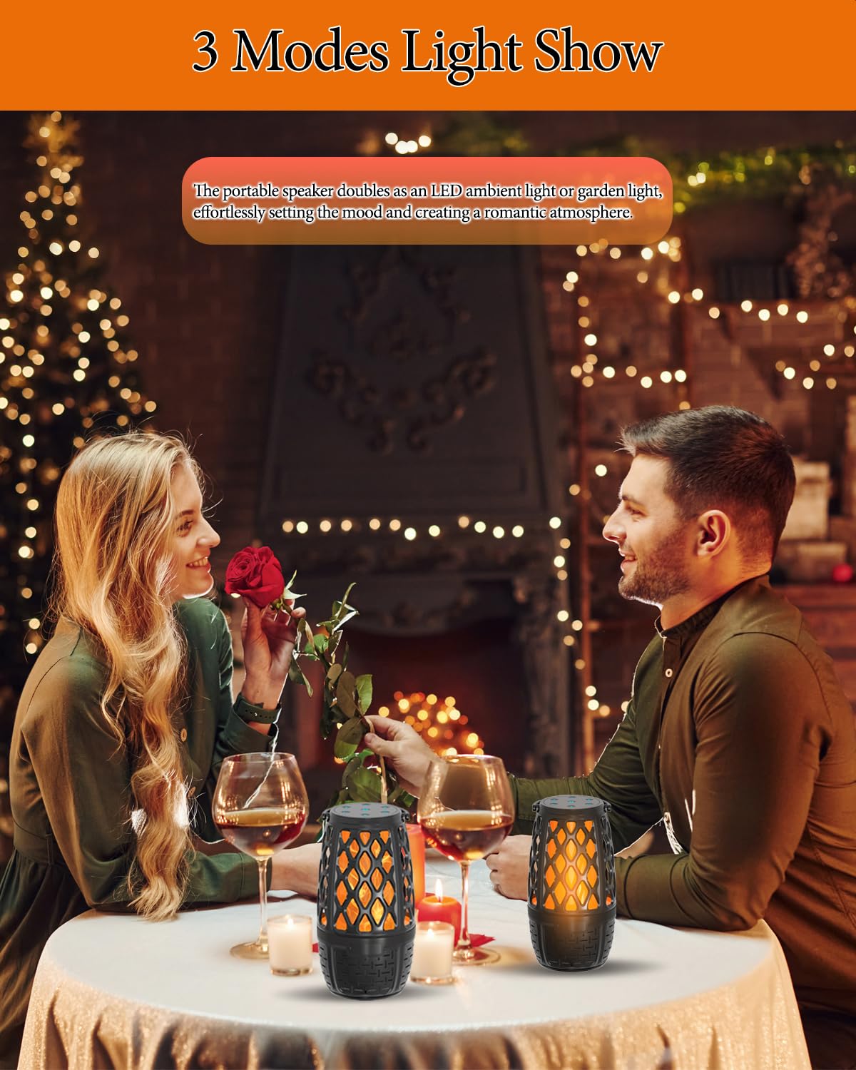 2 Pack LED Flame Outdoor Bluetooth Speaker, Unique Gifts for Men, IPX6 Waterproof Tiki Torch Atmosphere Flame Speaker for Party Patio Garden, Outdoor Speakers with Stake, Hook, Wall Mount (2 Pack)