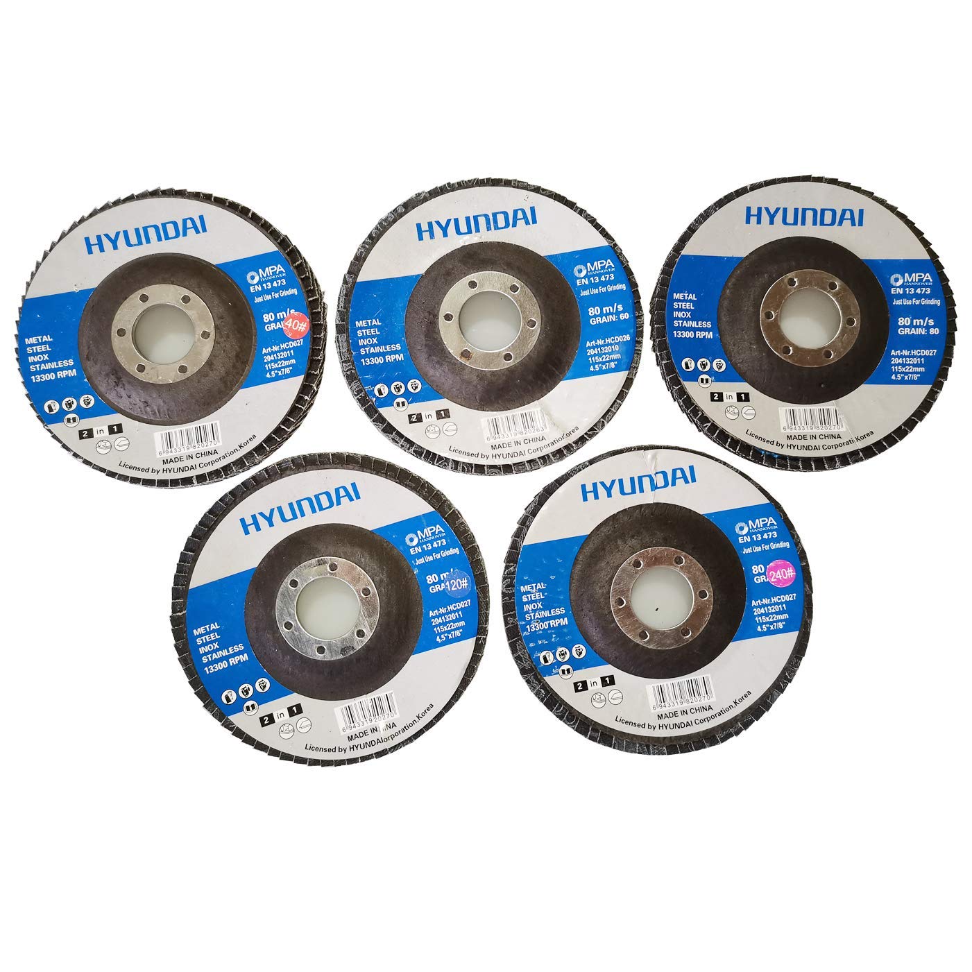 XTYML 25Packs 40/60/80/120/240 5 Pieces Each 4.5inch. (115 mm) with 7/8