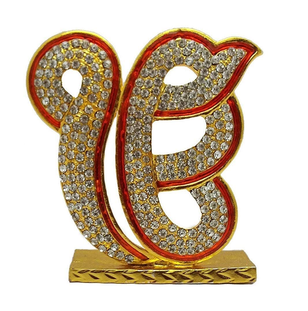 Ek Onkar & Om Symbols - Golden Religious Showpiece -4