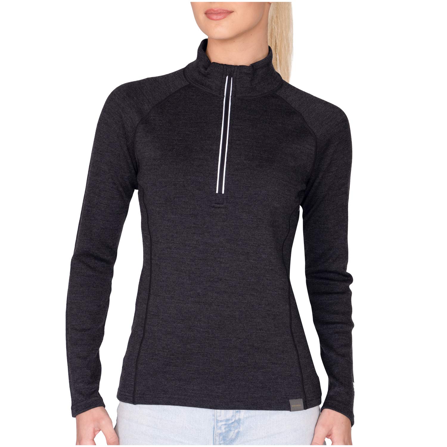 MERIWOOLWomen’s Half Zip Base Layer Top 400g Heavyweight Merino Wool Sweater
