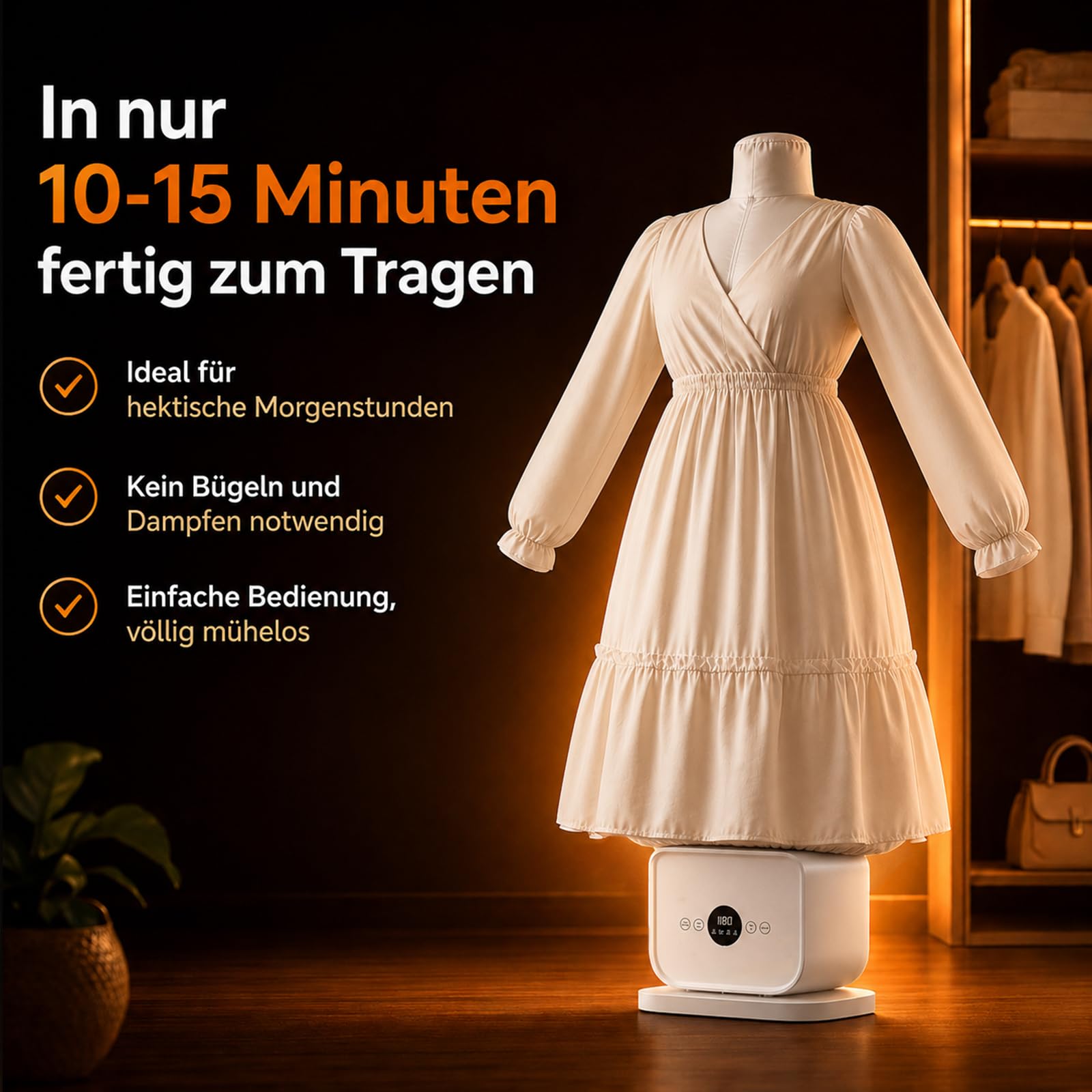 Automatischer Bügelautomat, Tragbar Hemd Bügelmaschine – ausgestattet mit Heißlufttechnik und Timer, 360°-Glättung für Hemden, Hosen und Schuhe, ideal für Zuhause, Reise und Büro