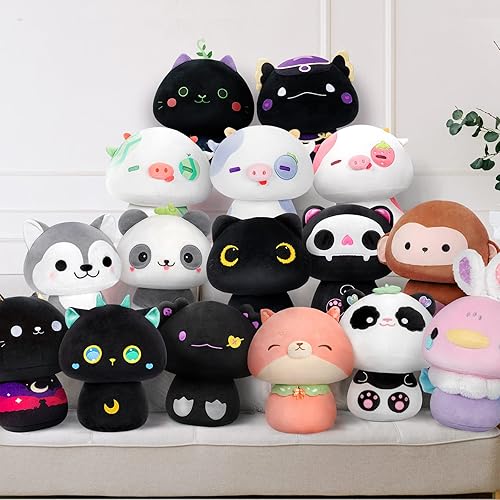 Miniatura 7 de Mewaii Peluche de hongo de 8 pulgadas, bonita almohada de peluche de zorro suave, almohada de peluche Kawaii zorro, juguetes de peluche kawaii,