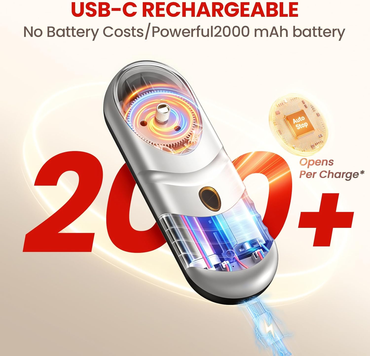 Electric Can Opener One Touch Automatic Can Opener for Seniors, Rechargeable Smooth Edge Can Opener with Magnetic Cover Catch, Food Safe Kitchen Gadget for Arthritis Hands
