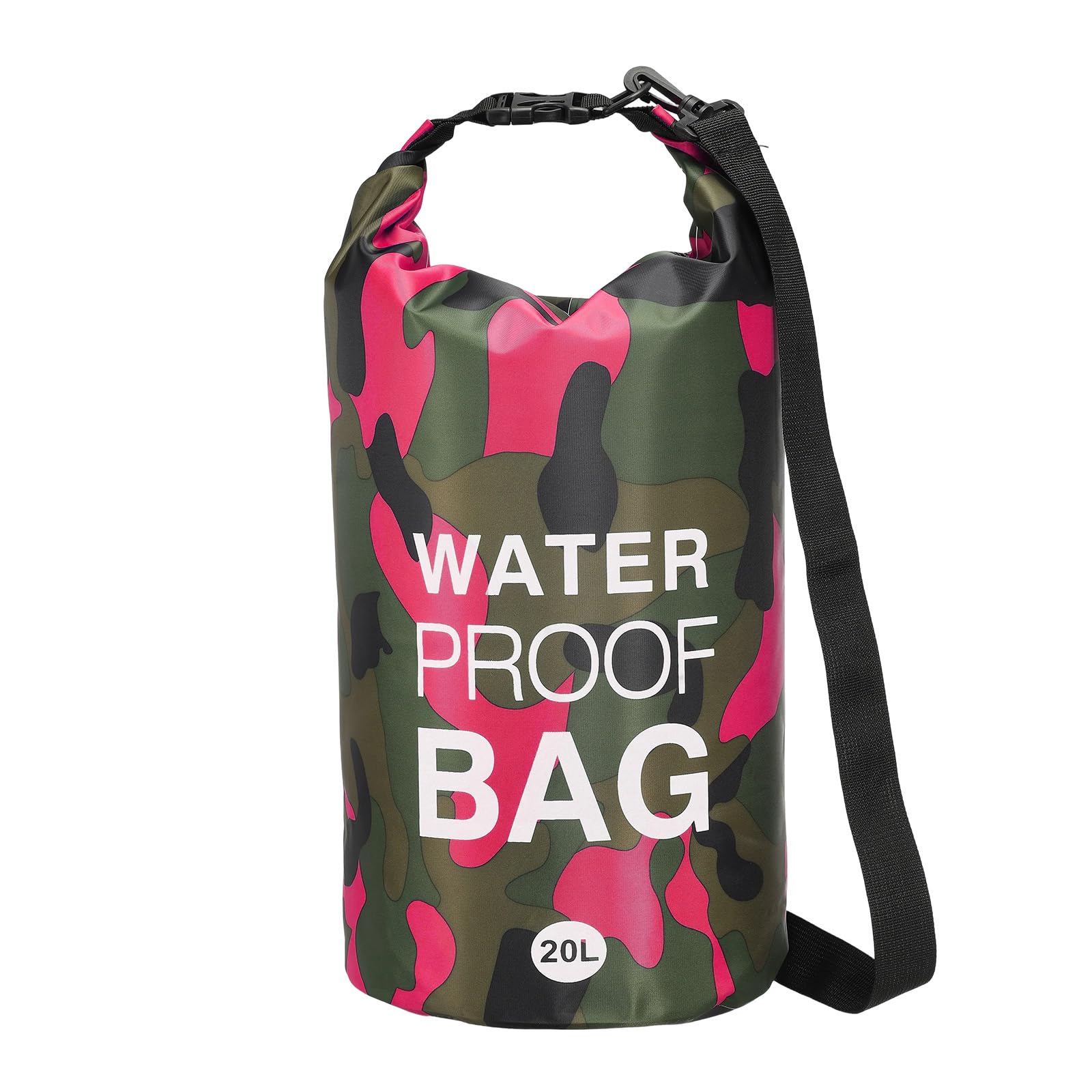 YELARXI Waterproof Dry Bag, 20L Fit for Women Men Water Proof Bags Lightweight Dry Storage Floating Backpack with Whistle for Travel Boating Kayaking (Rose Red Camouflage)
