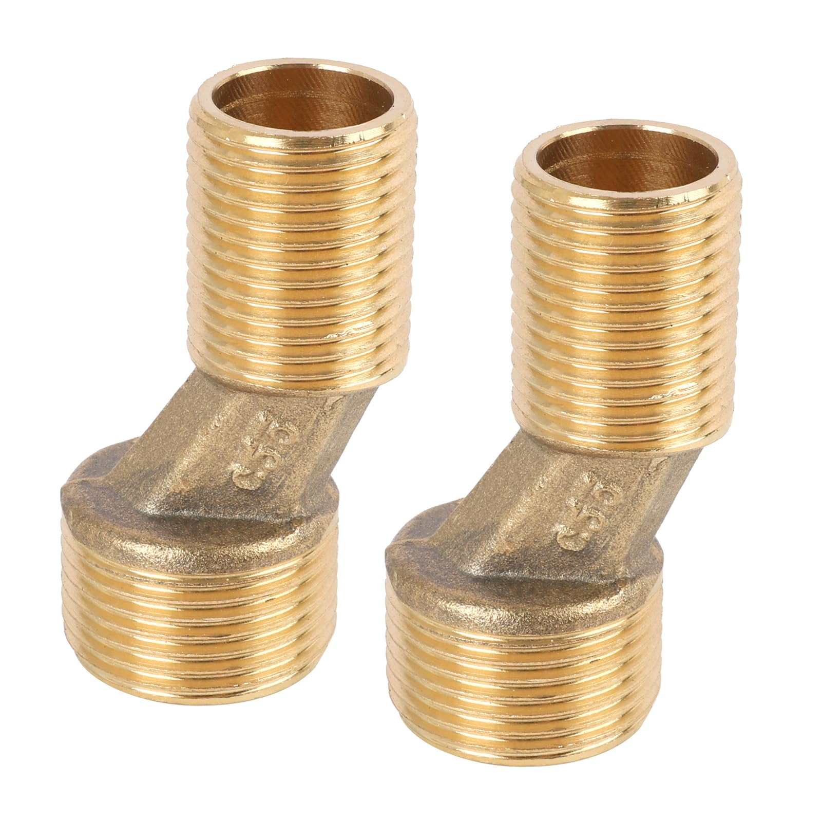 Juego de 2 Conectores en S para Grifos de Pared, Compatibles con Tamaños de 3/4" x 1/2", Desplazamiento de 12,5 mm, Fabricados en Latón Duradero, Ideales para Instalaciones en Cocinas y Baños