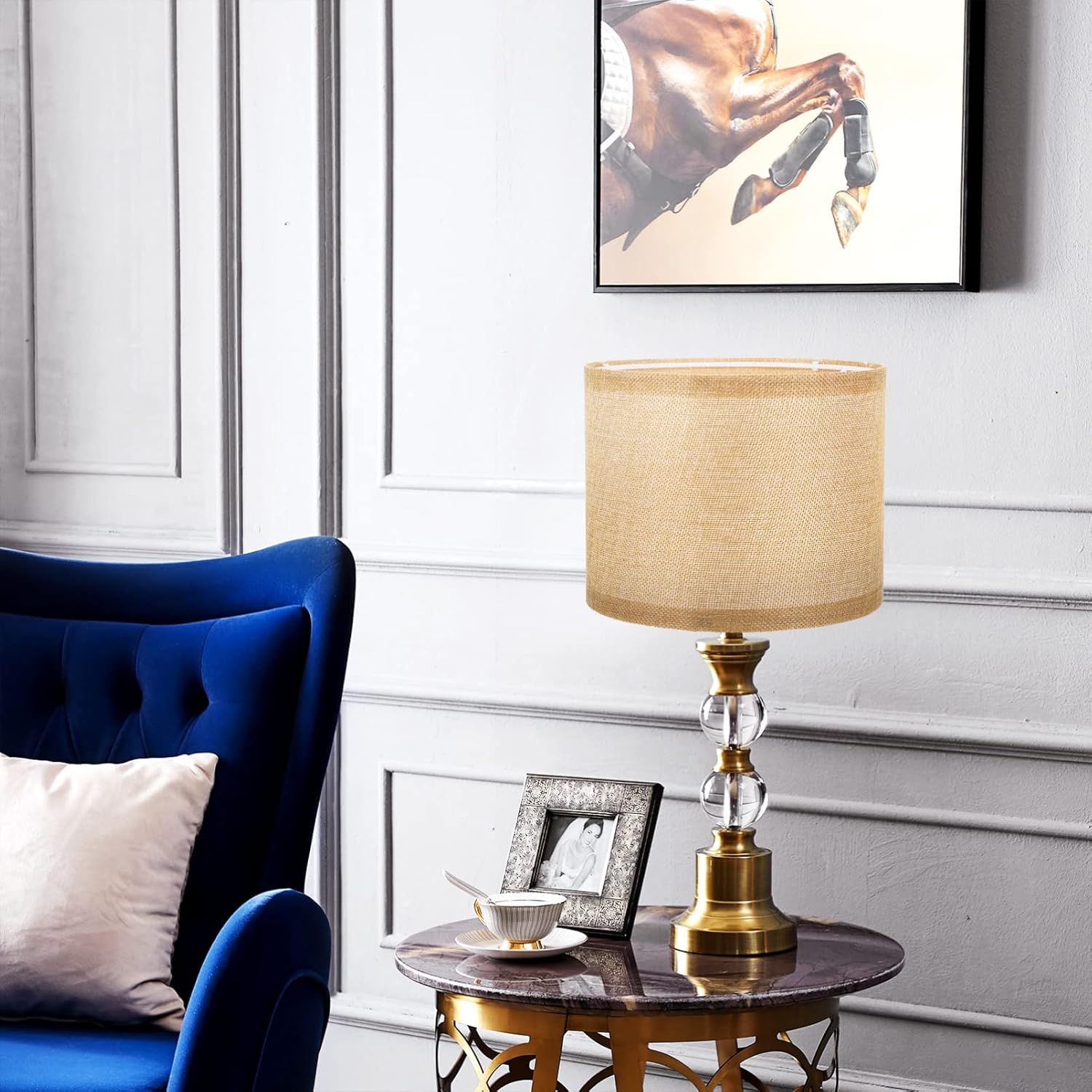 MAGICLULU 1Pcs Linen Lampshade Covers Cylindrical Linen Fabric Lamp Shade Natural Linen Lamp Shades Set for Table Floor Lamp
