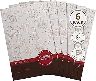 Simplicity Scents Gingerbread Scented Sachets Pack of 6, Fall & Winter -...