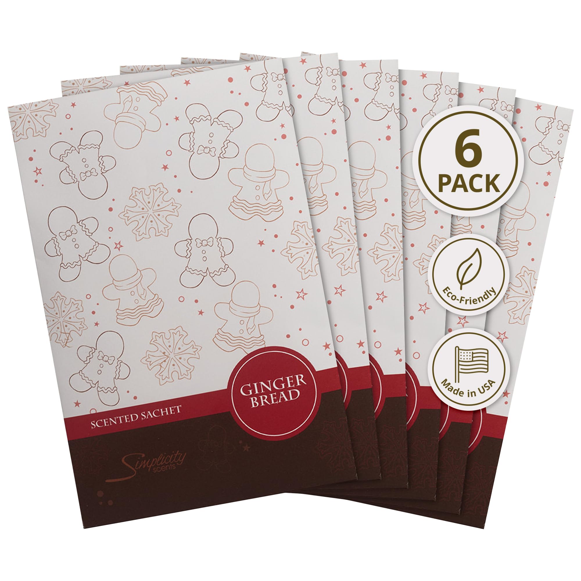 Simplicity Scents Scented Sachets, Gingerbread, 6-Pack
