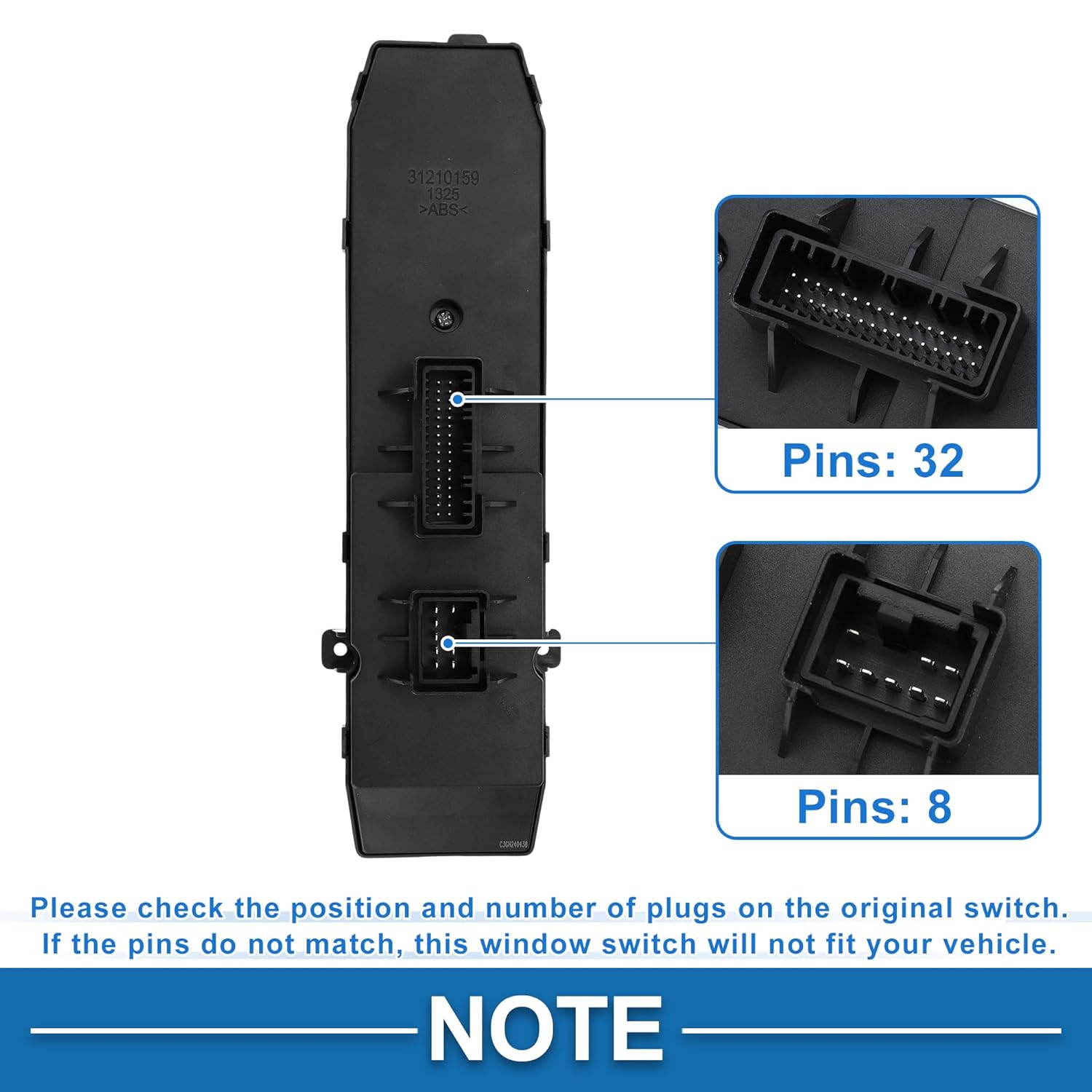Power Window Switch No.93571C5200 Front Left Driver Side Window Control Switch for Kia Sorento 2015-2020 Black