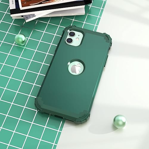 Miniatura 6 de IDweel Funda para iPhone 11 con protector de pantalla (vidrio templado), híbrida 3 en 1, a prueba de golpes, ajuste delgado, protección de alta