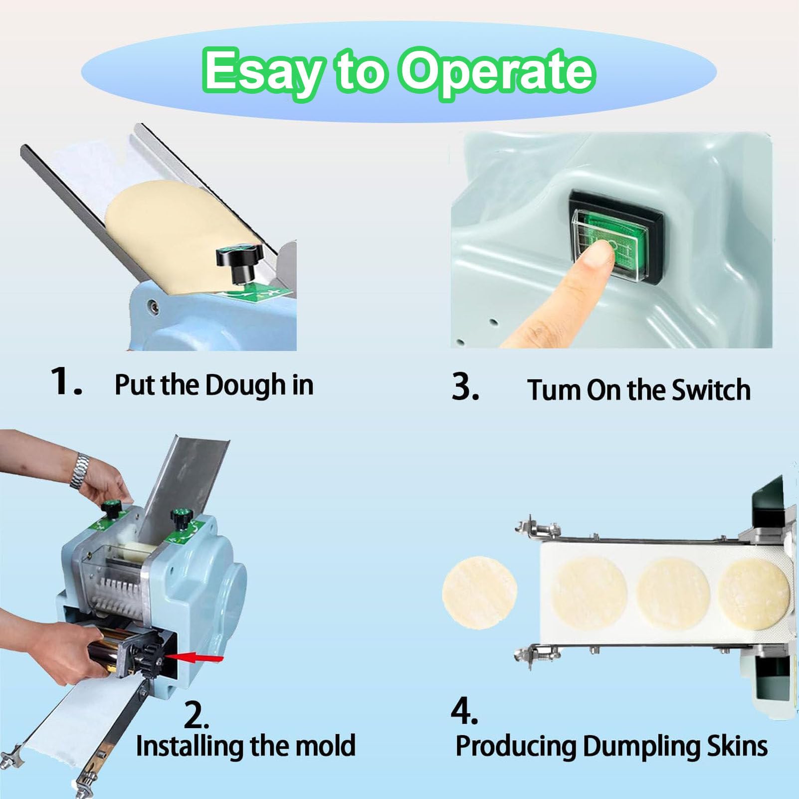 Máquina Profesional para Hacer ravioles, eléctrica automática de 140 W, para procesar Masa de Dumplings con moldes para wonton, ravioles y Pierogi, 50-60 Piezas/min. Circular+Square+Bar