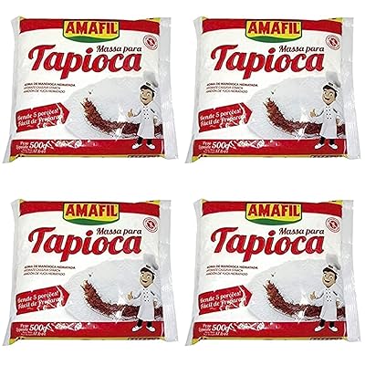 Amafil Tapioca Flour 500g (17.6oz) Massa Para Tapioca ( 4 Pack)