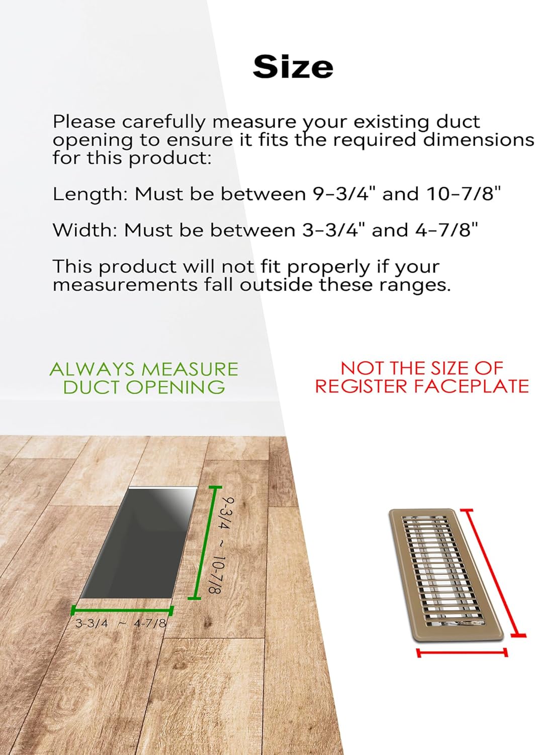 Floor Vents 4x10, Heavy Duty Steel Floor Register, 50% Higher Ventilation Performance Than Others, Sleek Modern Design, Sandtex Black Finish, Fits Tile Wood Inserts, Floor Vent Covers for Home Floor