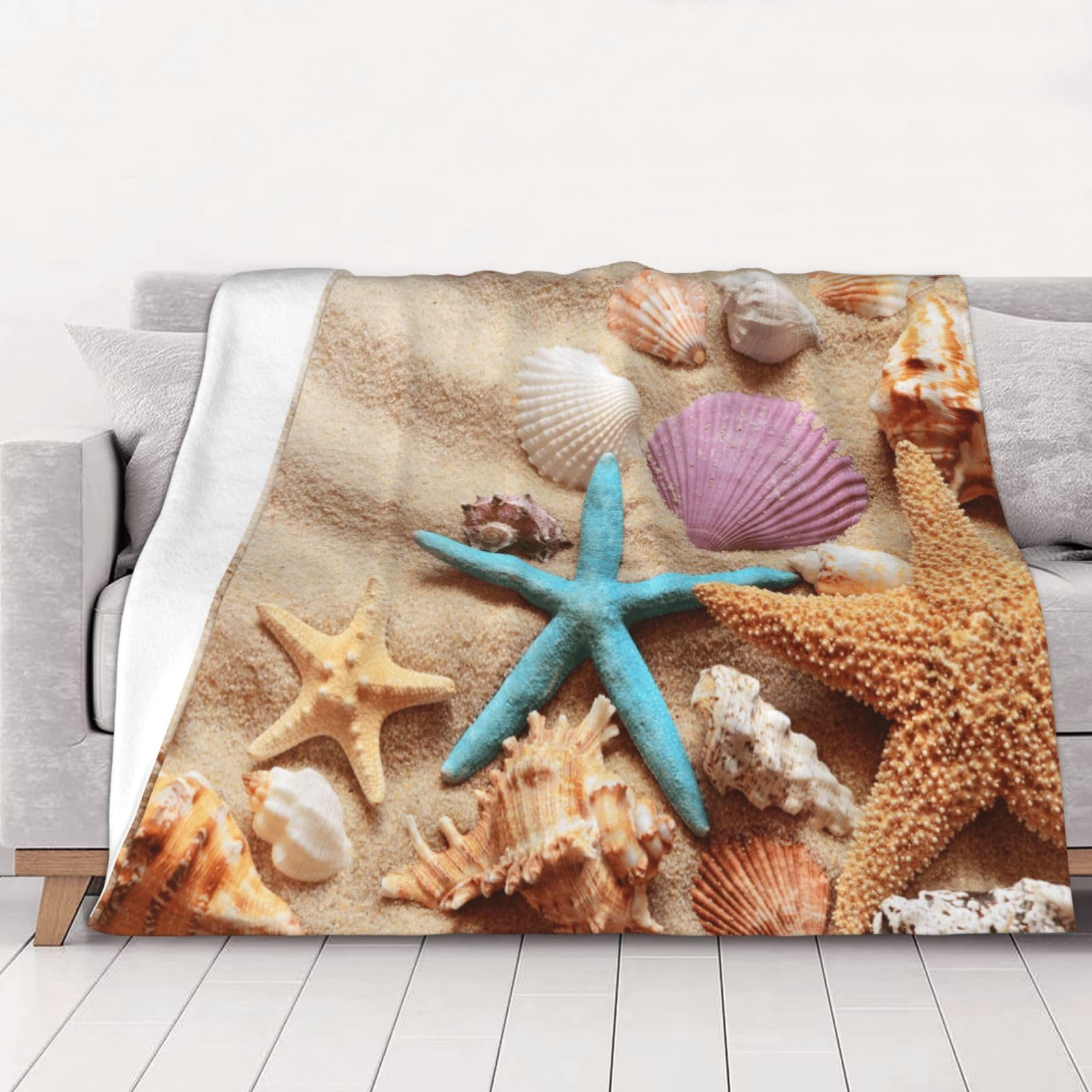 Couverture en flanelle sur la plage plaid doux pour soirées canapé