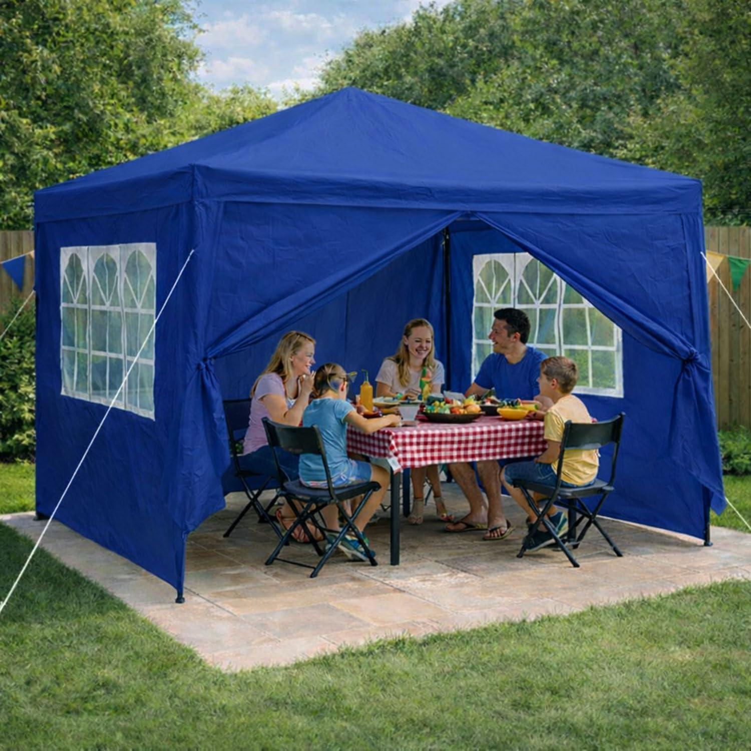 Neo 3X3M Event Gazebo 4 Side Panels Outdoor Waterproof Garden Party Tent Marquee Canopy Shelter Coated Steel Frame (Grey) — view 9