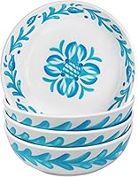 Vista 7 de Le Cadeaux Juego de 4 cuencos de melamina para cereales de 7.5 pulgadas, color azul marroquí