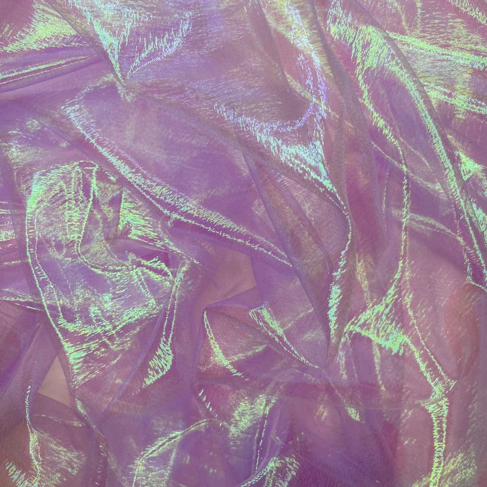 Oh Sew Crafty Limited Lilac Shimmer Organza Fabric Pearlescent Iridescent Bridal Wedding Veil 130Cm Wide Sold Per Metre (Lilac)