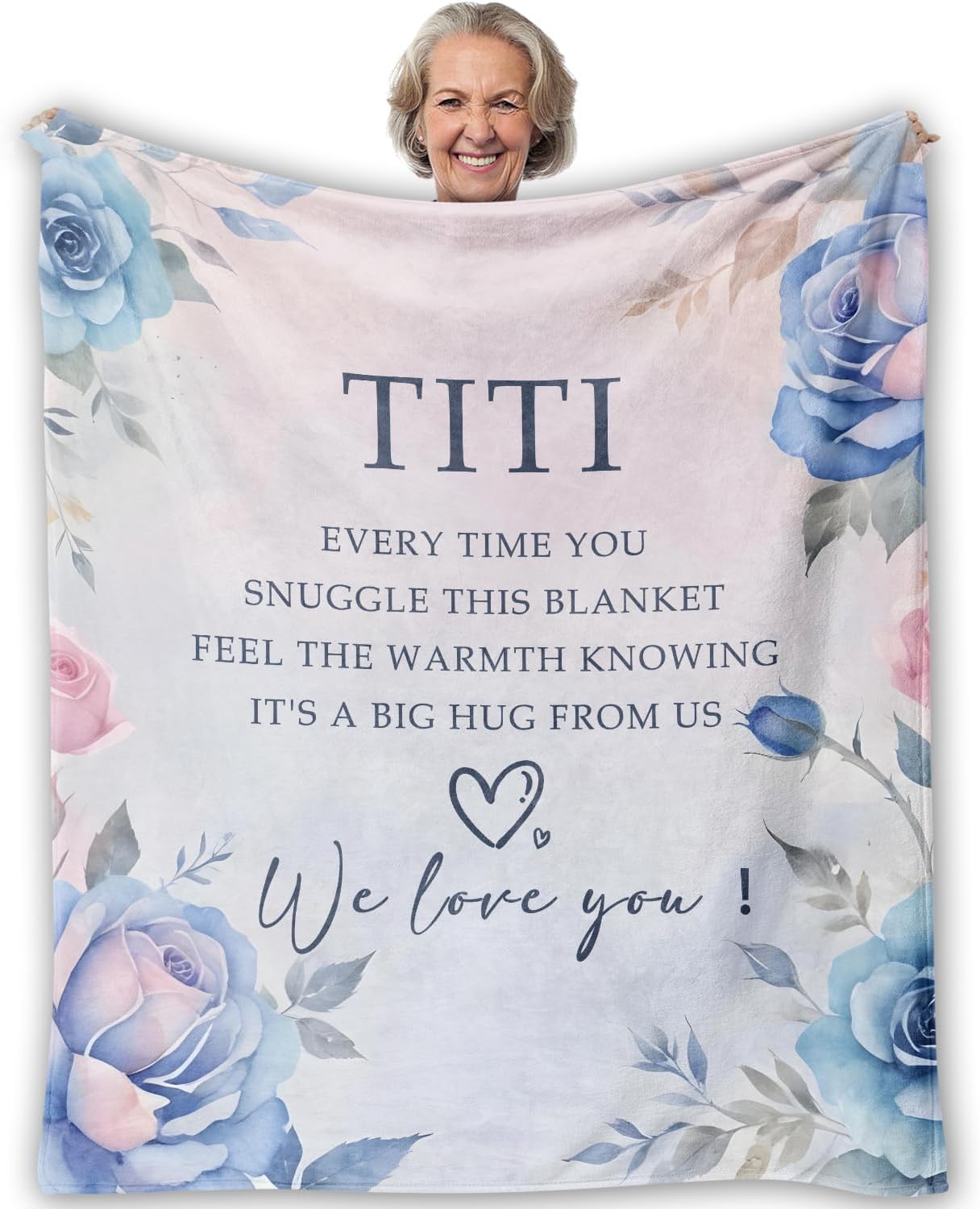 Floral Titi Aunt Blanket, Aunt Gifts from Nephew Niece for Birthday Christmas, Titi We Love You Throw Blankets for Sofa Couch Bedroom Living Room Home Decor, 50x60 Inches