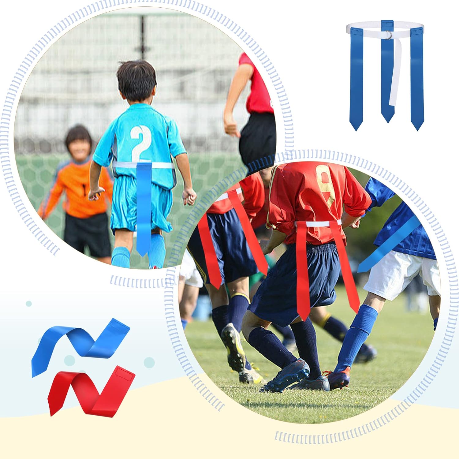NANSHINE Flag Football Set Adjustable Flag Football Belts With Flags For Kids Youth Or Adults Players Training Equipment