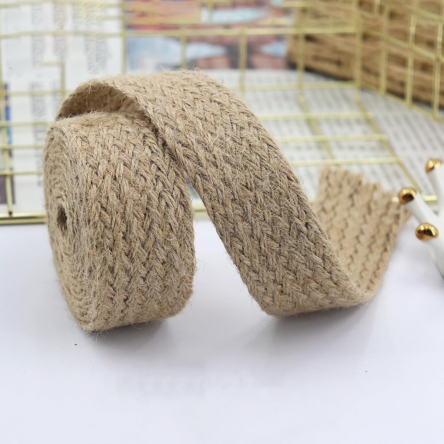 Amazon.com: AUNHIRU Hemp Cords Braided Flat Burlap Ribbon Nature Jute ...