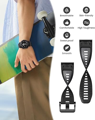 Miniatura 4 de NotoCity Correa compatible con Fenix 7X Pro para Fenix 6XFenix 7XFenix 5X PlusFenix 6X Pro Watch Correa de reloj de silicona suave para 1.024 in de